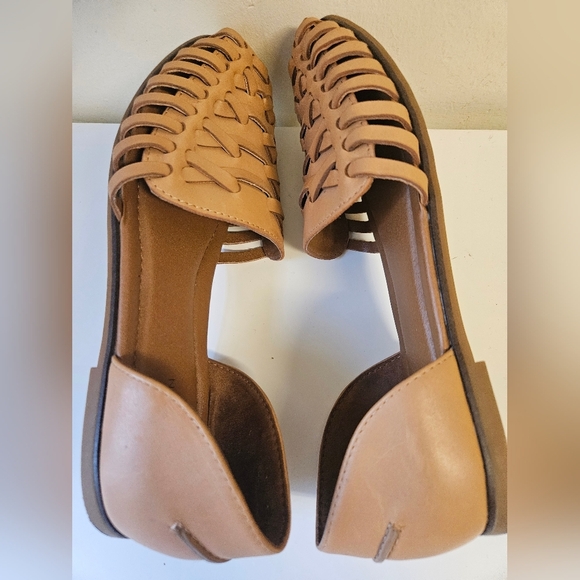 Caslon-Flat Women'z 8 Tan Woven d'Orsay Leather - Picture 3 of 7